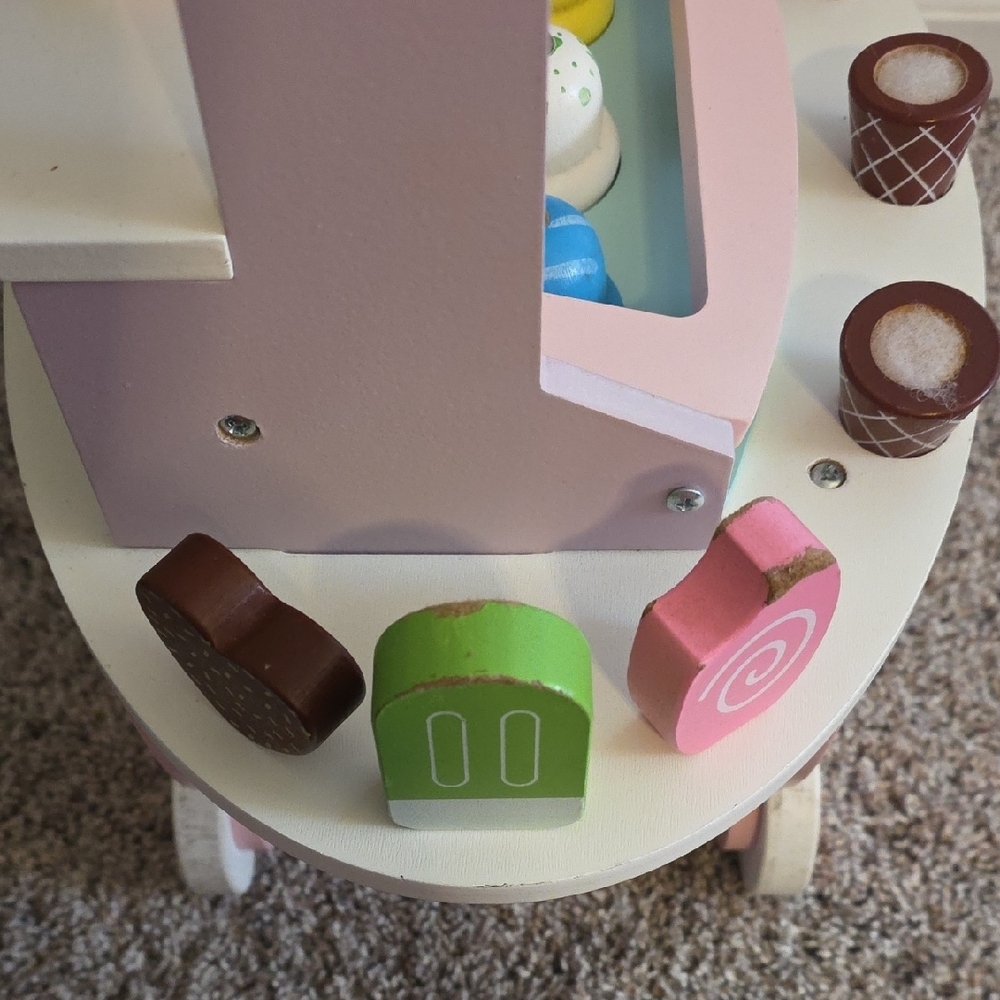 Wooden Pink Ice Cream Cart Toy for Kids - Picture 7 of 7